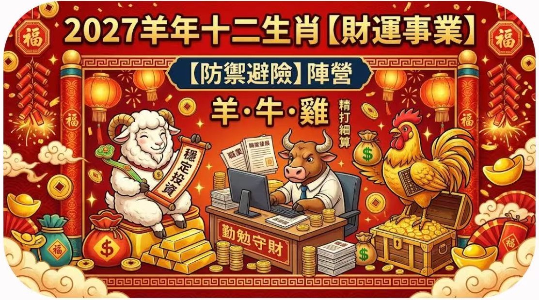  2027羊年「十二生肖」羊‧牛‧雞