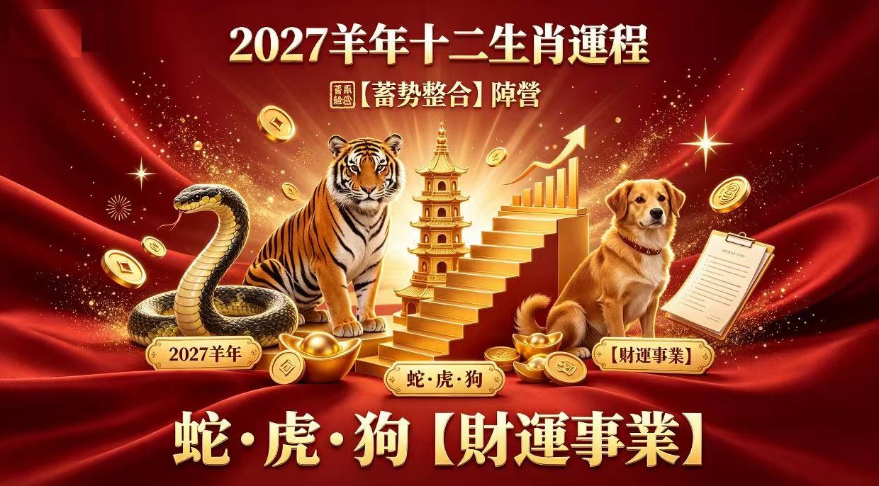  2027羊年「十二生肖」蛇‧虎‧狗